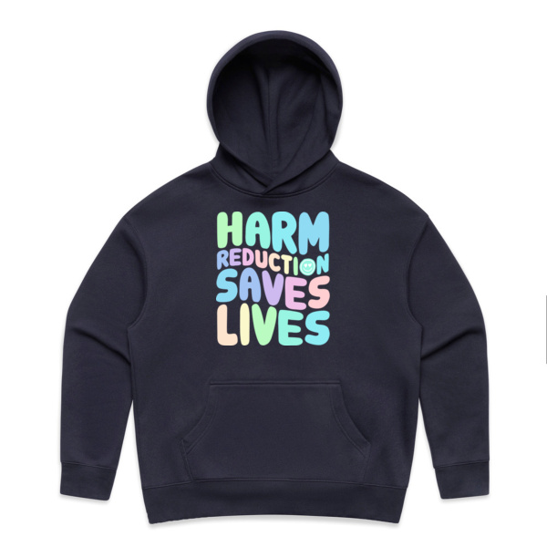 HARM REDUCTION SAVES LIVES (womens relaxed hood) Thumbnail