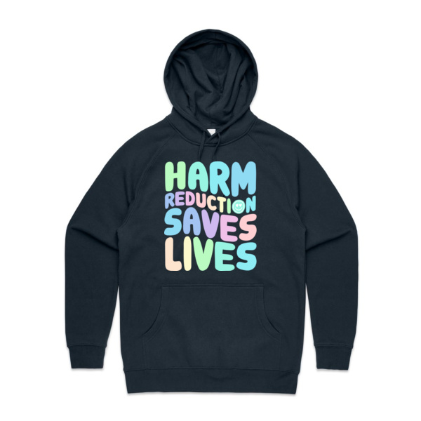 HARM REDUCTION SAVES LIVES PASTEL - MENS HOOD (SAME DAY PRINT) Thumbnail